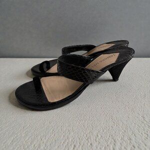 TAMARA MELLON Black Leather Kitten Heel Sandals Heels Size 37.5 / US 7.5